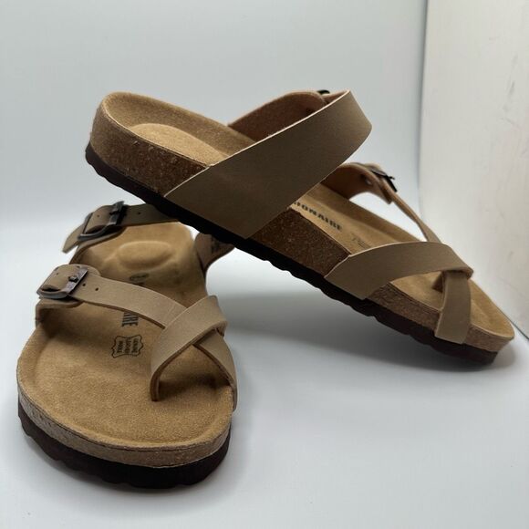 CUSHIONAIRE Women's Cork Footbed Sandal With +Comfort 6.5 TAUPE - Picture 6 of 7